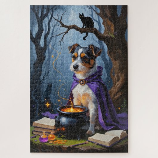 Australische terriër grillig Halloween schilderij Legpuzzel (Verticaal)
