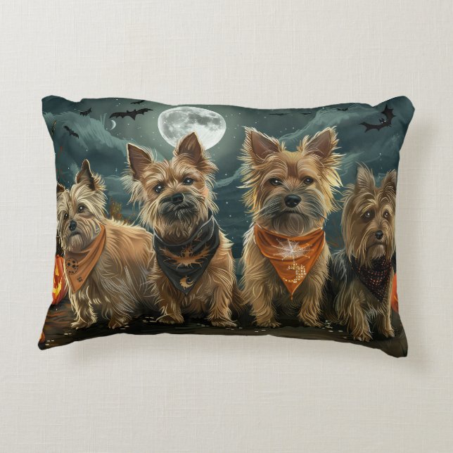 Australische Terrier Halloween Griezelig Accent Kussen (Achterkant)
