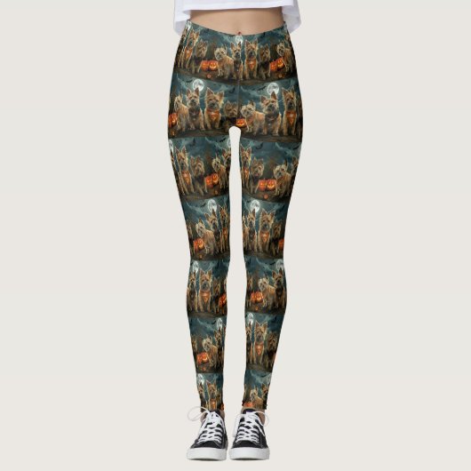 Australische Terriër Halloween Griezelig Leggings (Voorkant)