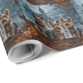 Australische Terriër Halloween Nacht Doggy Delight Cadeaupapier (Rol Hoek)