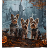 Australische Terriër Halloween Nacht Doggy Delight Douchegordijn (Voorkant)