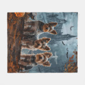 Australische Terriër Halloween Nacht Doggy Delight Fleece Deken (Voorkant (Horizontaal))