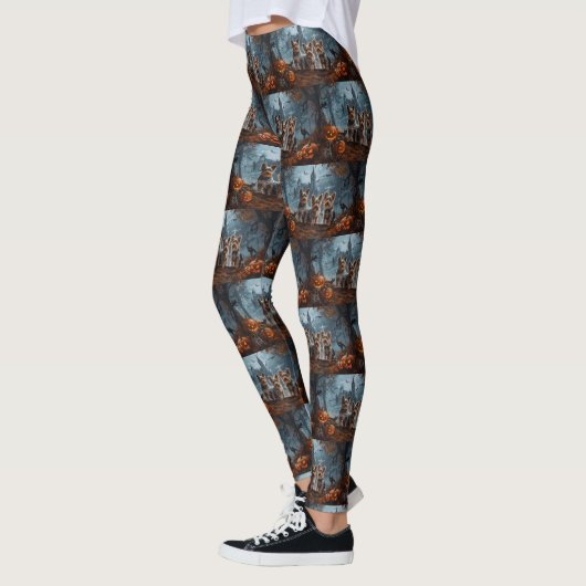 Australische Terriër Halloween Nacht Doggy Delight Leggings (Links)