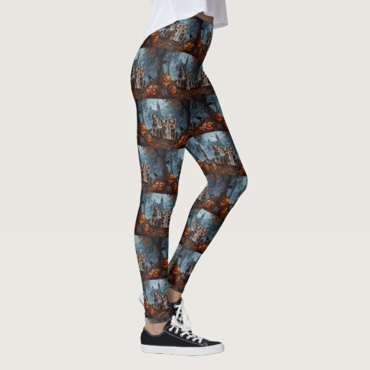 Australische Terriër Halloween Nacht Doggy Delight Leggings (Rechts)