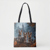 Australische Terriër Halloween Nacht Doggy Delight Tote Bag (Voorkant)