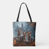 Australische Terriër Halloween Nacht Doggy Delight Tote Bag (Achterkant)