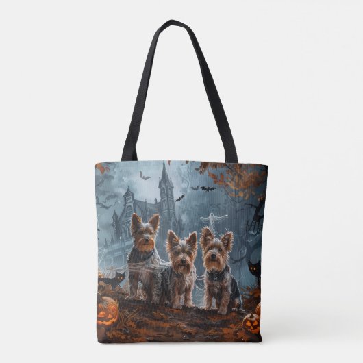 Australische Terriër Halloween Nacht Doggy Delight Tote Bag (Achterkant)