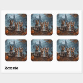 Australische Terriër Halloween Nacht Doggy Delight Vierkante Sticker (Vel)