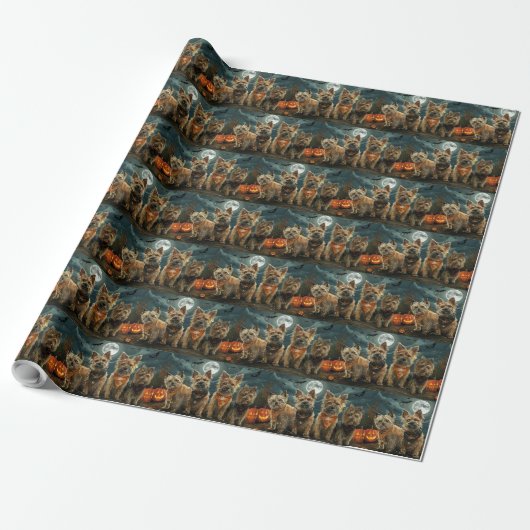 Australische Terrier Halloween Spokenbundel Cadeaupapier (Uitgerold)