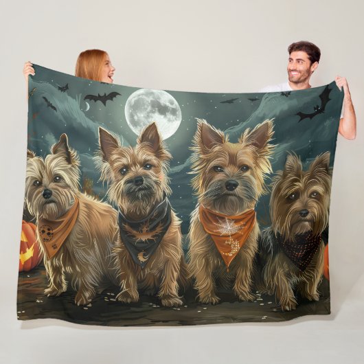 Australische Terrier Halloween Spokengeest Fleece Deken (In situ)