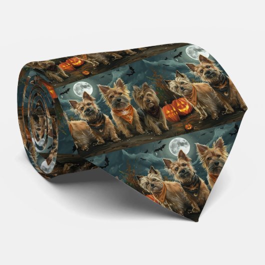 Australische Terrier Halloween Spokengeest Stropdas (Opgerold)