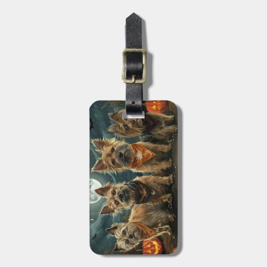 Australische Terriër Halloween Spooky Bagagelabel (Voorkant verticaal)