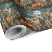 Australische Terriër Halloween Spooky Cadeaupapier (Rol Hoek)