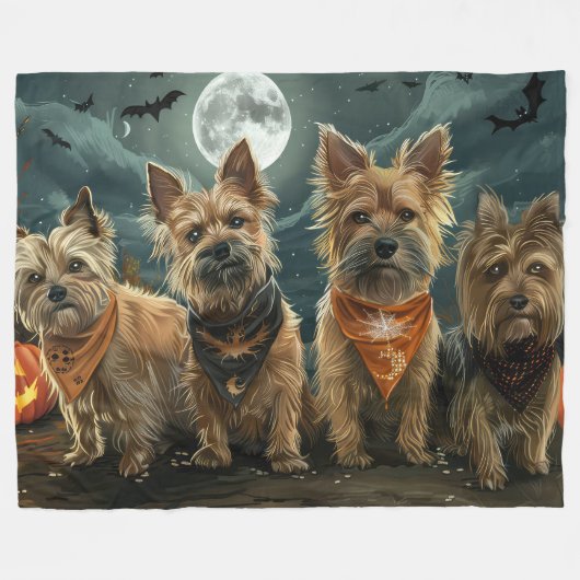 Australische Terriër Halloween Spooky Fleece Deken (Voorkant (Horizontaal))