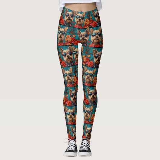 Australische Terriër Hartrozen Valentijnsdag Leggings (Voorkant)