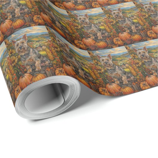 Australische Terriër Herfst Oogst Dankdag Cadeaupapier (Rol Hoek)