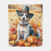 Australische Terrier Herfstbladeren Thanksgiving K Fleece Deken (Voorkant)