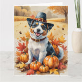Australische Terrier Herfstbladeren Thanksgiving K Kaart (Voorkant)