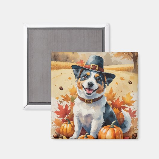 Australische Terrier Herfstbladeren Thanksgiving K Magneet (Voorkant / Achterkant)