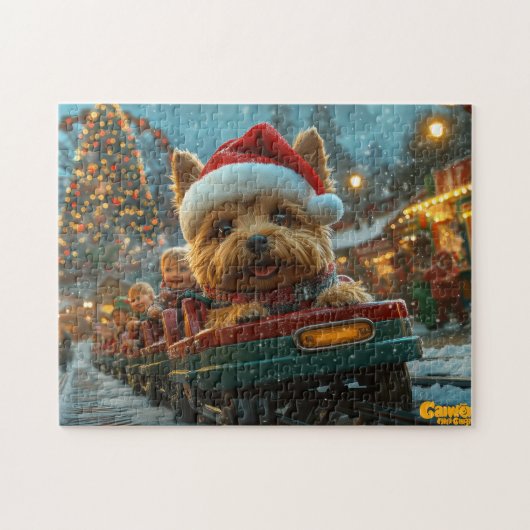 Australische Terriër Hond Achtbaan Kerstmis Legpuzzel (Horizontaal)