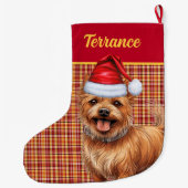 Australische Terriër hond gespeeld met naam Grote Kerstsok (Achterkant)