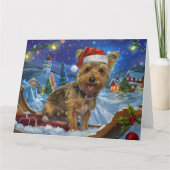 Australische Terriër Hond in Sleigh Sneeuw Kerstmi Kaart (Voorkant)