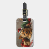Australische Terriër Hond Kerst Feestelijk Bagagelabel (Voorkant verticaal)