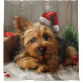 Australische Terriër Hond Kerst Feestelijk Douchegordijn (Voorkant)