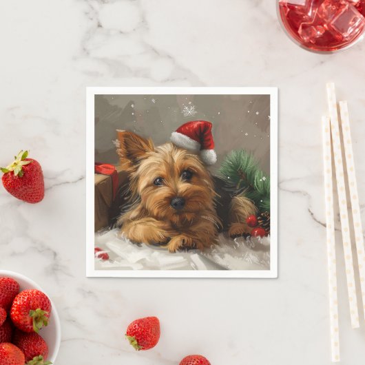 Australische Terriër Hond Kerst Feestelijk Servet (Insitu)