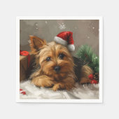 Australische Terriër Hond Kerst Feestelijk Servet (Voorkant)