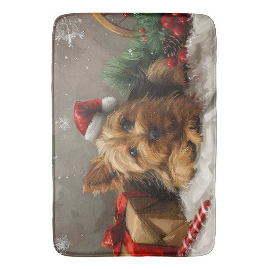Australische Terrier Hond Kerstfeest Badmat (Voorkant Verticaal)