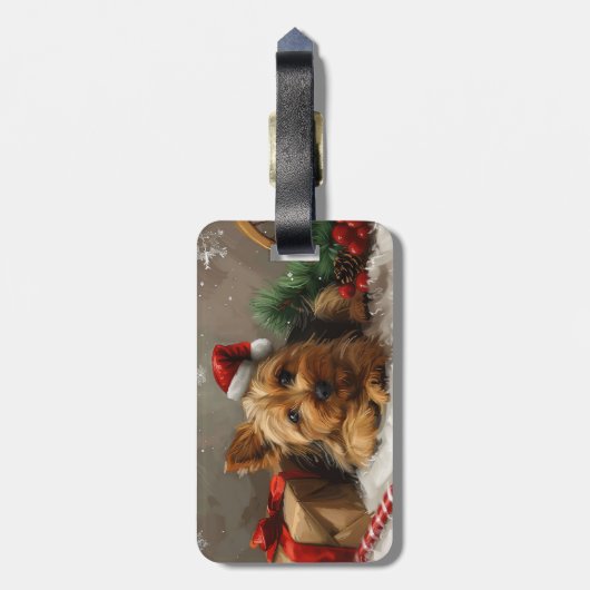 Australische Terrier Hond Kerstfeest Bagagelabel (Achterkant verticaal)