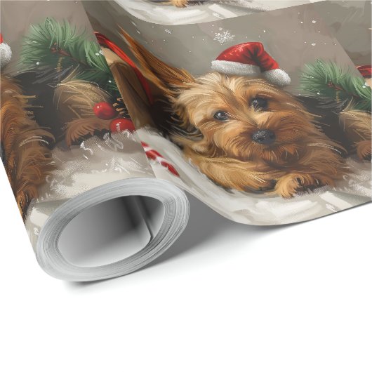 Australische Terrier Hond Kerstfeest Cadeaupapier (Rol Hoek)