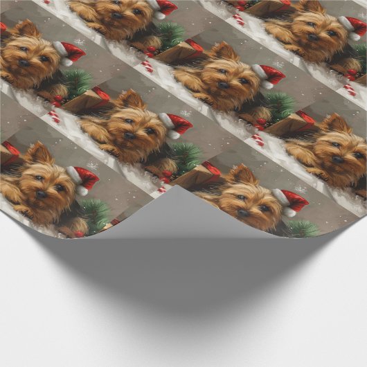 Australische Terrier Hond Kerstfeest Cadeaupapier (Hoek)