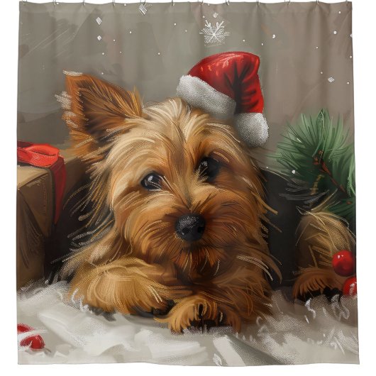 Australische Terrier Hond Kerstfeest Douchegordijn (Voorkant)
