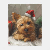 Australische Terrier Hond Kerstfeest Fleece Deken (Voorkant)