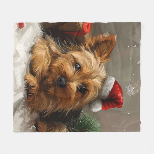 Australische Terrier Hond Kerstfeest Fleece Deken (Voorkant (Horizontaal))
