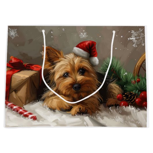Australische Terrier Hond Kerstfeest Groot Cadeauzakje (Voorkant)