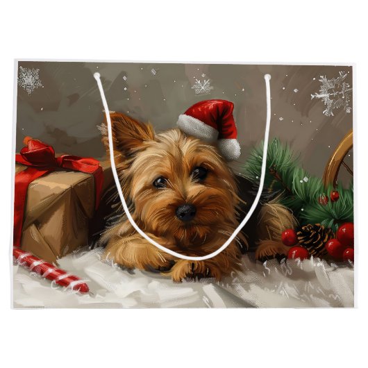 Australische Terrier Hond Kerstfeest Groot Cadeauzakje (Achterkant)