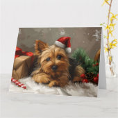 Australische Terrier Hond Kerstfeest Kaart (Gele Bloem)