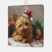 Australische Terrier Hond Kerstfeest Keramisch Ornament (Links)