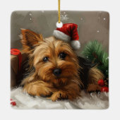 Australische Terrier Hond Kerstfeest Keramisch Ornament (Achterkant)