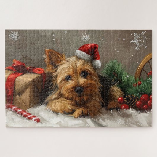 Australische Terrier Hond Kerstfeest Legpuzzel (Horizontaal)