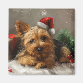 Australische Terrier Hond Kerstfeest Magneet (Voorkant)
