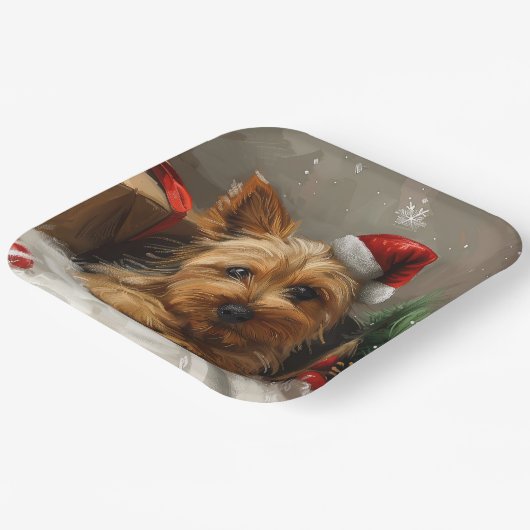 Australische Terrier Hond Kerstfeest Papieren Bordje (Gebogen)