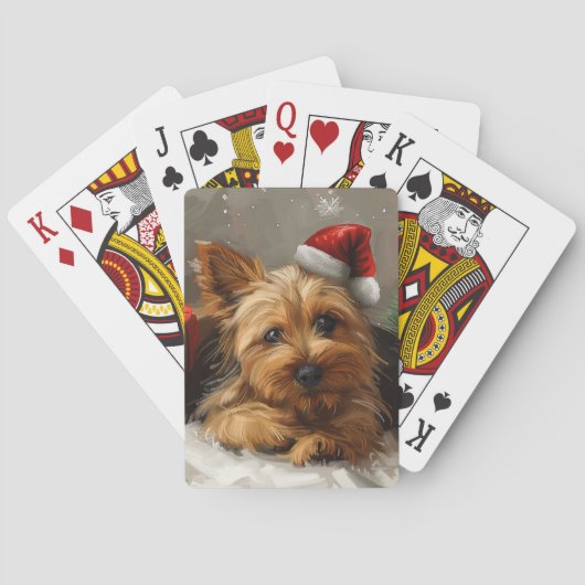 Australische Terrier Hond Kerstfeest Pokerkaarten (Achterkant)