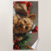 Australische Terrier Hond Kerstfeest Strandlaken (Voorkant)