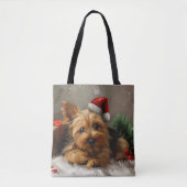 Australische Terrier Hond Kerstfeest Tote Bag (Voorkant)