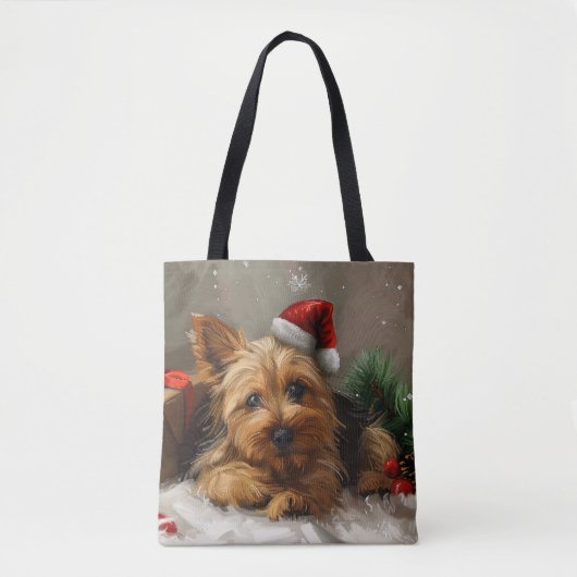 Australische Terrier Hond Kerstfeest Tote Bag (Voorkant)