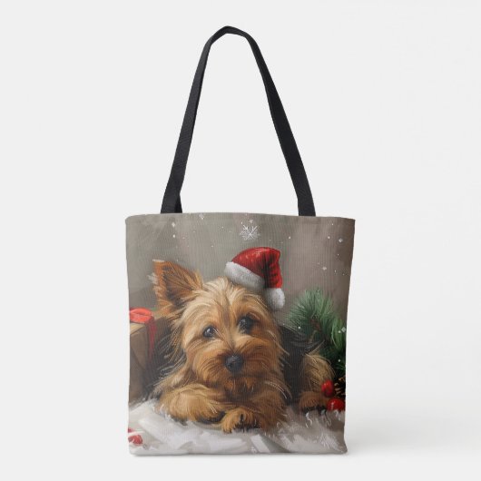 Australische Terrier Hond Kerstfeest Tote Bag (Achterkant)